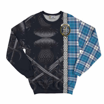 Roberton Tartan Sweatshirt with Family Crest Cross Sword Thistle Celtic Vibes Unisex - Tartan Vibes Clothing