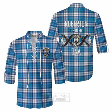 Roberton Tartan Ghillie Kilt Shirt with Family Crest DNA In Me Style Men - Tartan Vibes Clothing