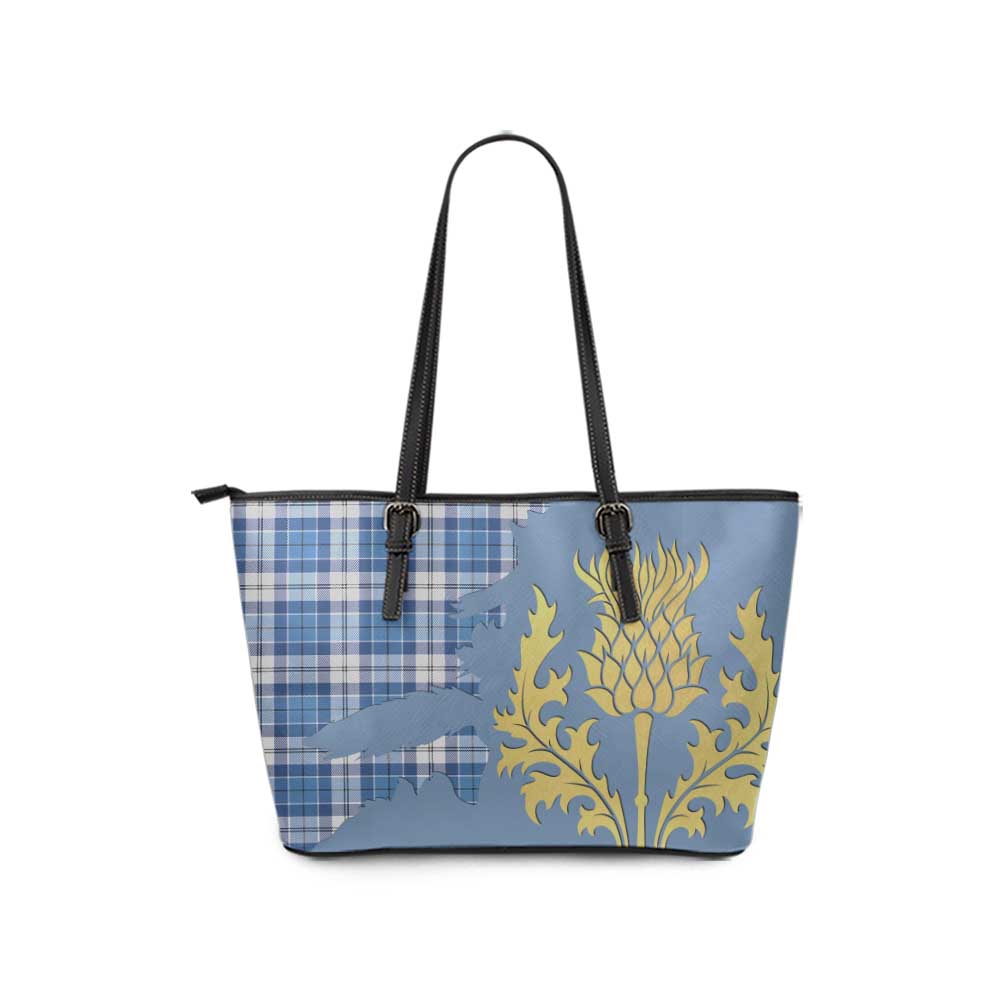 Roberton Tartan Leather Tote Bag Gold Thistle Style - Tartan Vibes Clothing