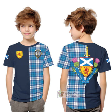 Roberton Tartan Kid T-Shirt Alba with Scottish Lion Royal Arm Half Style Youth XL Size14 - Tartan Vibes Clothing