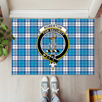 Roberton Tartan Rubber Doormat with Family Crest