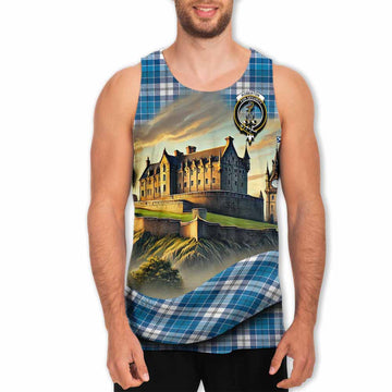 Roberton Tartan Family Crest Men's Tank Top with Scottish Ancient Castle Style Men - Tartan Vibes Clothing