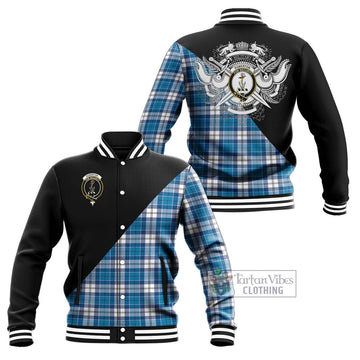 Roberton Tartan Baseball Jacket with Family Crest and Military Logo Style Unisex - Tartan Vibes Clothing