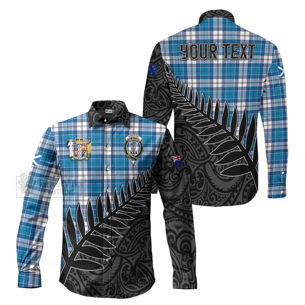 Roberton Crest Tartan Long Sleeve Button Shirt with New Zealand Silver Fern Half Style Men's Shirt S - Tartan Vibes Clothing