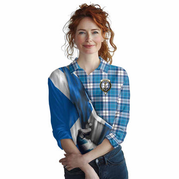 Roberton Tartan Women's Casual Shirt with Family Crest Scotland Patriotic Style Female - Tartan Vibes Clothing