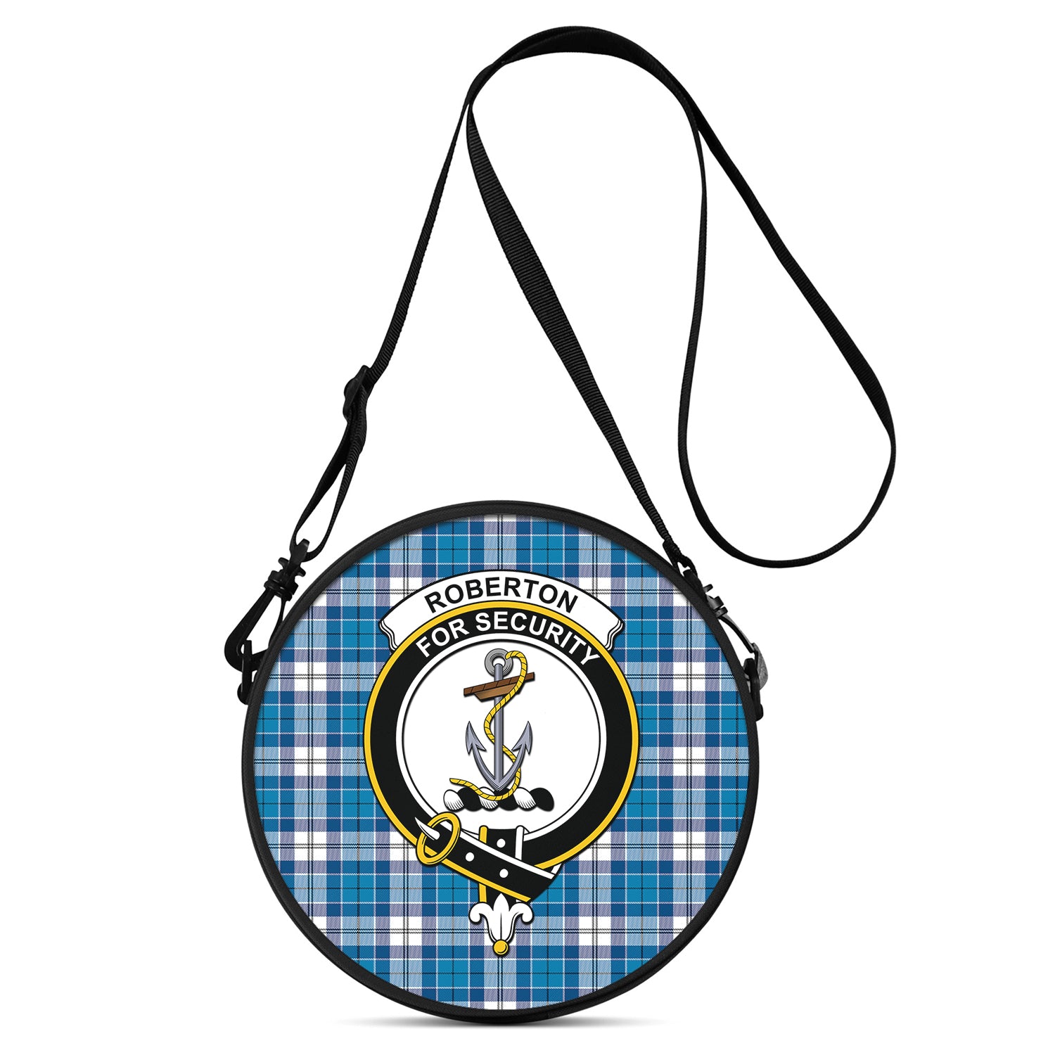 Roberton Tartan Round Satchel Bags with Family Crest One Size 9*9*2.7 inch - Tartan Vibes Clothing