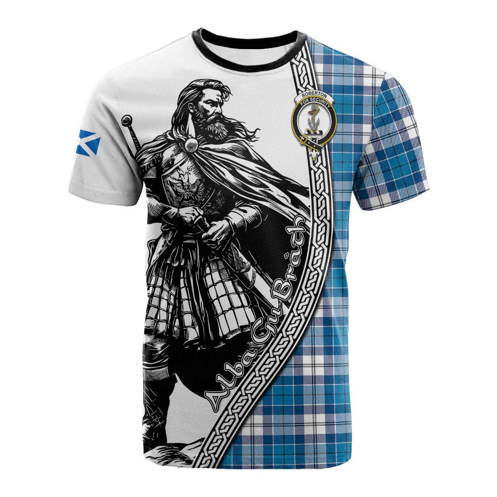 Roberton Tartan Clan Crest Cotton T-shirt with Highlander Warrior Celtic Style Kid's Shirt - Tartan Vibes Clothing