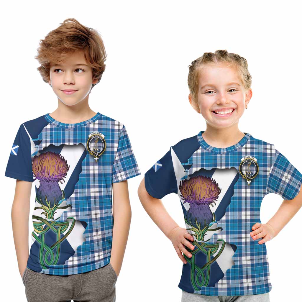 Roberton Tartan Family Crest Kid T-Shirt Scottish Thistle Celtic Inspired Youth XL Size14 - Tartan Vibes Clothing