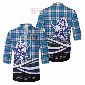 Roberton Tartan Ghillie Kilt Shirt with Alba Gu Brath Regal Lion Emblem Men - Tartan Vibes Clothing