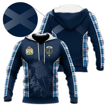 Roberton Tartan Knitted Hoodie with Family Crest and Scottish Thistle Vibes Sport Style