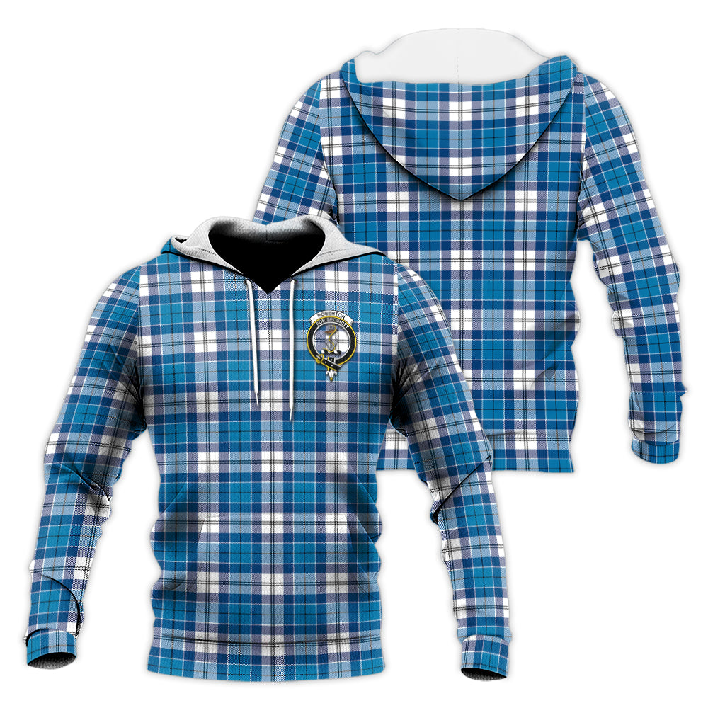 Roberton Tartan Knitted Hoodie with Family Crest Unisex Knitted Pullover Hoodie - Tartan Vibes Clothing