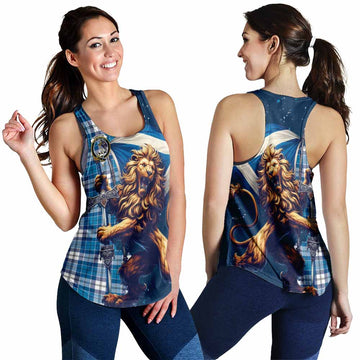 Roberton Tartan Family Crest Women's Racerback Tanks with Scottish Majestic Lion 4XL - Tartan Vibes Clothing