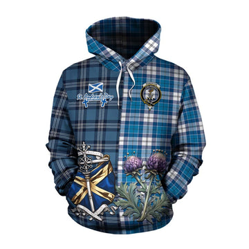 Roberton Tartan Cotton Hoodie Happy St. Andrew's Day Half Tartan Style Pullover Hoodie XS - Tartan Vibes Clothing