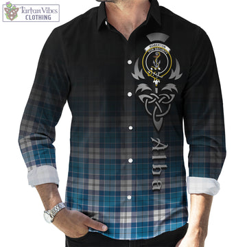 Roberton Tartan Long Sleeve Button Up Featuring Alba Gu Brath Family Crest Celtic Inspired Men's Shirt - Tartan Vibes Clothing