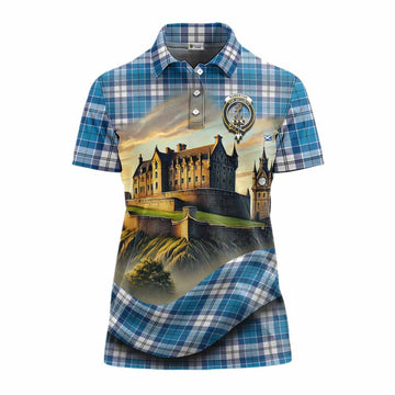 Roberton Tartan Family Crest Women's Polo Shirt with Scottish Ancient Castle Style Women - Tartan Vibes Clothing