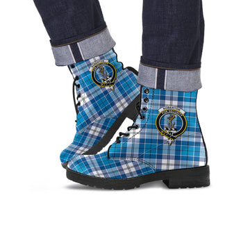 Roberton Tartan Leather Boots with Family Crest