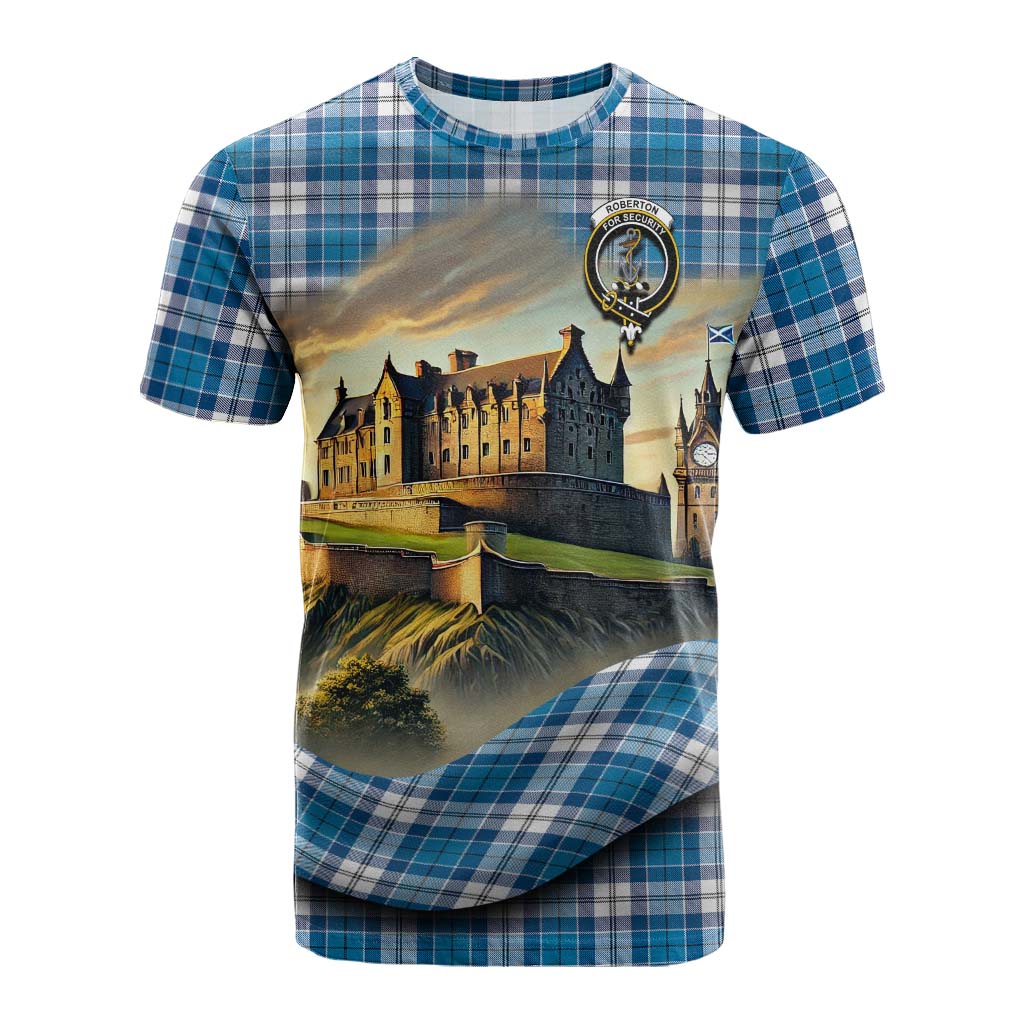 Roberton Tartan Family Crest Cotton T-shirt with Scottish Ancient Castle Style Kid's Shirt - Tartan Vibes Clothing