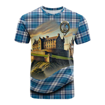 Tartan Vibes Clothing Roberton Tartan Family Crest Cotton T-shirt with Scottish Ancient Castle Style