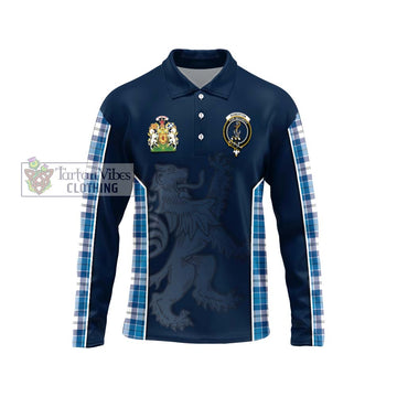 Roberton Tartan Long Sleeve Polo Shirt with Family Crest and Lion Rampant Vibes Sport Style Unisex - Tartan Vibes Clothing