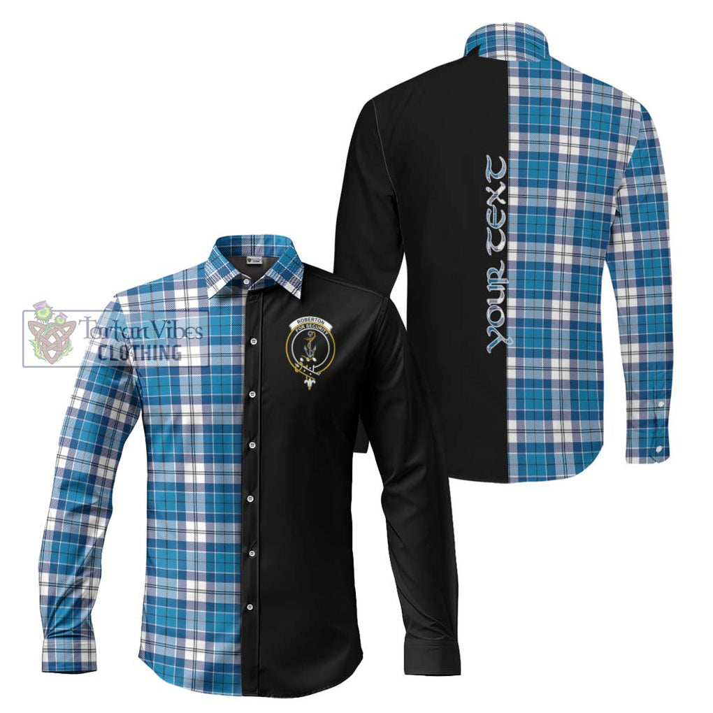 Roberton Tartan Long Sleeve Button Shirt with Family Crest and Half Of Me Style Men's Shirt S - Tartanvibesclothing Shop