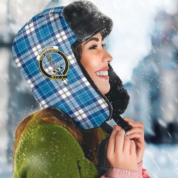 Roberton Tartan Winter Trapper Hat with Family Crest Winter Trapper Hat Universal Fit Circumference 22.8in (58cm) - Tartan Vibes Clothing
