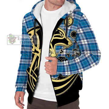 Roberton Tartan Sherpa Hoodie with Family Crest Celtic Wolf Style Unisex S - Tartan Vibes Clothing