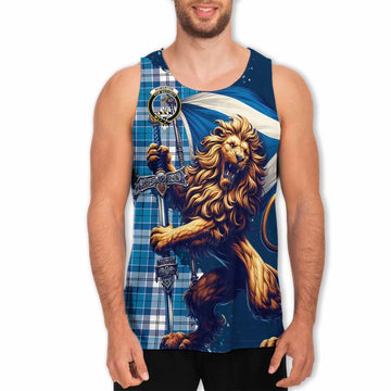 Roberton Tartan Family Crest Men's Tank Top with Scottish Majestic Lion Men - Tartan Vibes Clothing