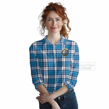 Roberton Tartan Women's Casual Shirt with Family Crest DNA In Me Style Female - Tartan Vibes Clothing
