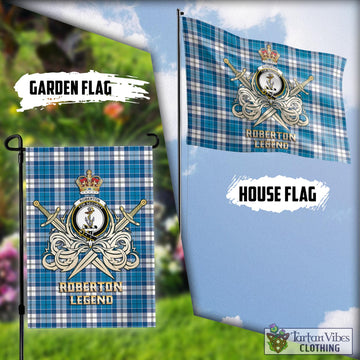 Roberton Tartan Flag with Clan Crest and the Golden Sword of Courageous Legacy