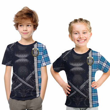Roberton Tartan Kid T-Shirt with Family Crest Cross Sword Thistle Celtic Vibes Youth XL Size14 - Tartan Vibes Clothing
