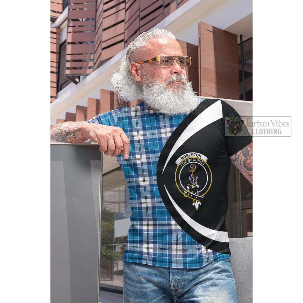 Roberton Tartan Cotton T-shirt with Family Crest Circle Style Men's Shirt - Tartan Vibes Clothing