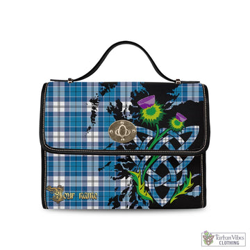 Roberton Tartan Waterproof Canvas Bag with Scotland Map and Thistle Celtic Accents