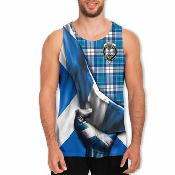Roberton Tartan Men's Tank Top with Family Crest Scotland Patriotic Style Men - Tartan Vibes Clothing