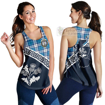 Roberton Tartan Women's Racerback Tanks Featuring Thistle and Scotland Map 4XL - Tartan Vibes Clothing