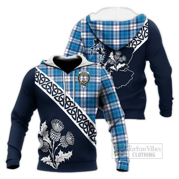 Roberton Tartan Knitted Hoodie Featuring Thistle and Scotland Map Unisex Knitted Pullover Hoodie - Tartan Vibes Clothing