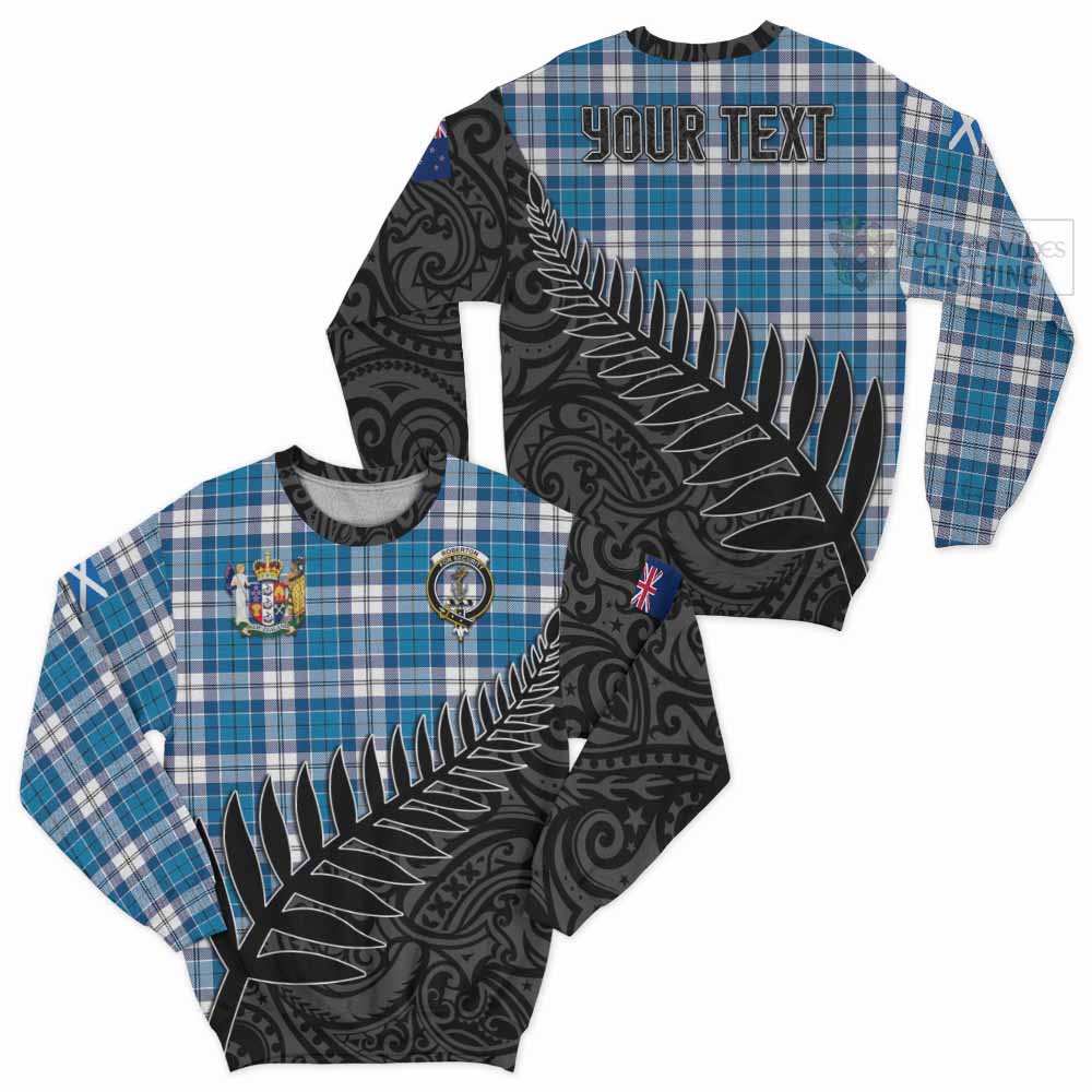Roberton Crest Tartan Sweatshirt with New Zealand Silver Fern Half Style Unisex - Tartan Vibes Clothing
