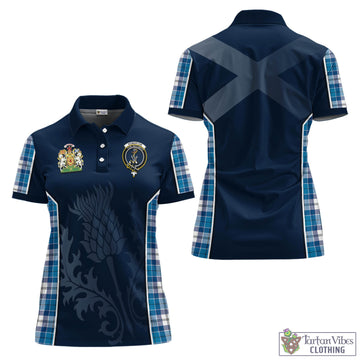 Roberton Tartan Women's Polo Shirt with Family Crest and Scottish Thistle Vibes Sport Style