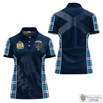 Roberton Tartan Women's Polo Shirt with Family Crest and Scottish Thistle Vibes Sport Style Women - Tartan Vibes Clothing
