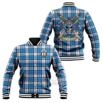 Roberton Tartan Baseball Jacket with Family Crest Celtic Skull Style Unisex - Tartan Vibes Clothing
