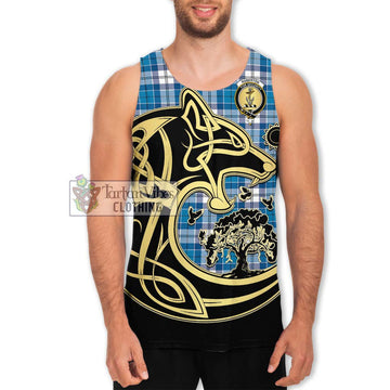 Roberton Tartan Men's Tank Top with Family Crest Celtic Wolf Style Men - Tartan Vibes Clothing
