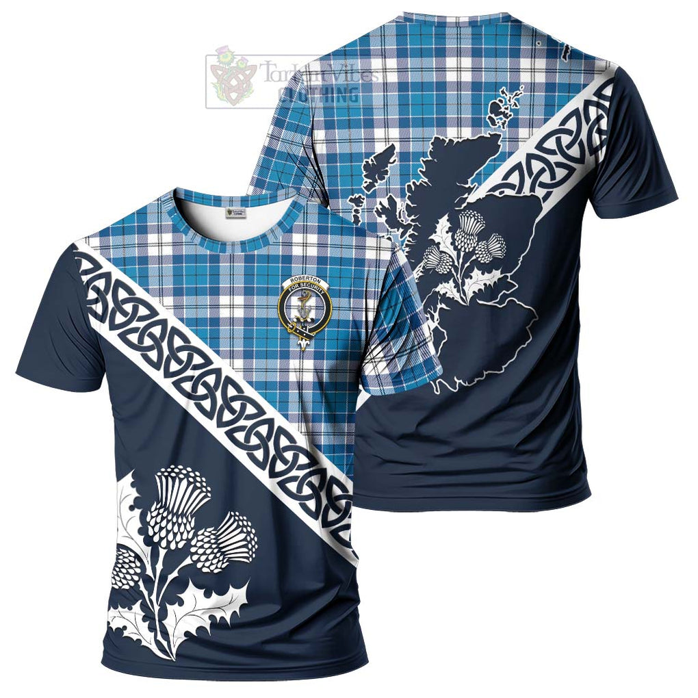 Roberton Tartan T-Shirt Featuring Thistle and Scotland Map Kid's Shirt - Tartanvibesclothing Store