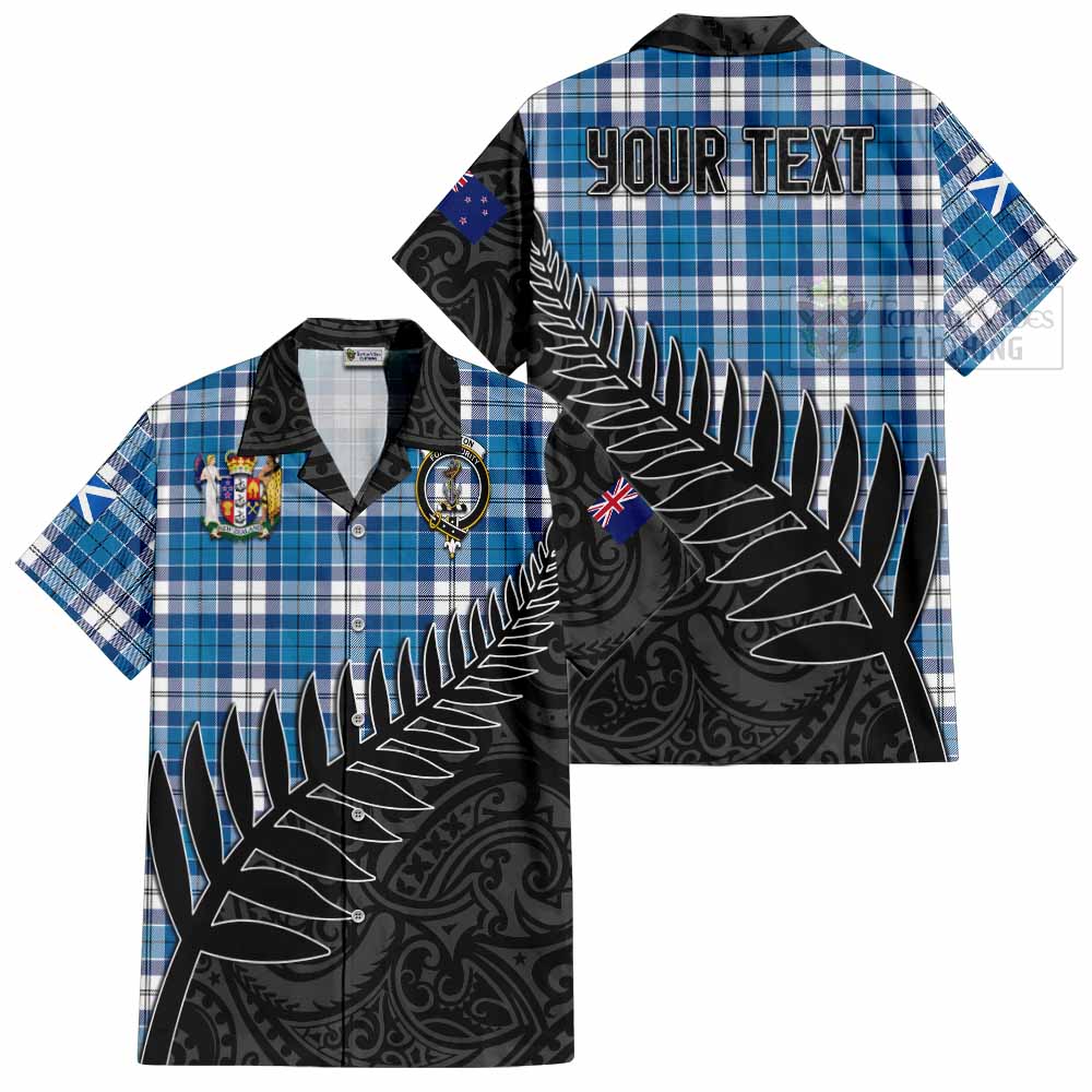 Roberton Crest Tartan Hawaiian Shirt with New Zealand Silver Fern Half Style Kid - Tartan Vibes Clothing