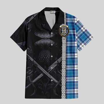 Roberton Tartan Hawaiian Shirt with Family Crest Cross Sword Thistle Celtic Vibes Kid - Tartan Vibes Clothing