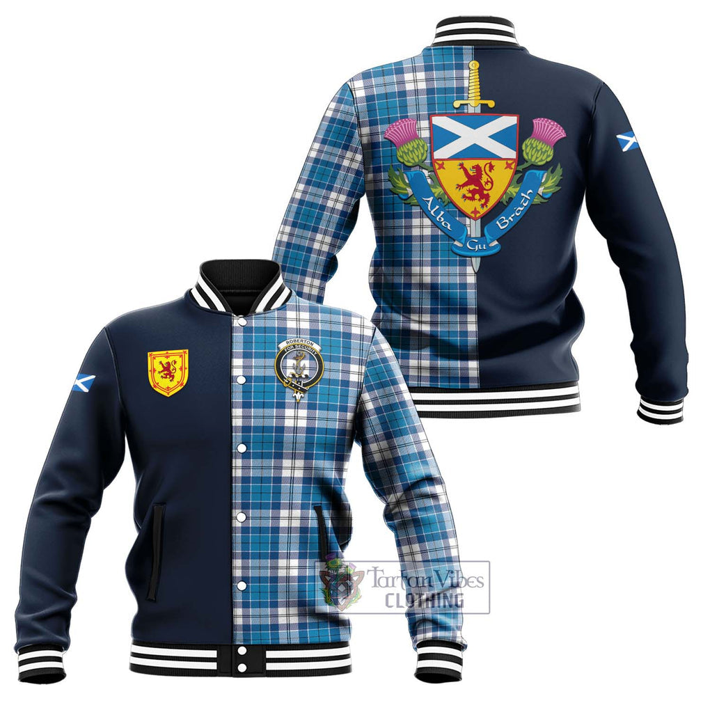 Roberton Tartan Baseball Jacket Alba with Scottish Lion Royal Arm Half Style Unisex - Tartan Vibes Clothing