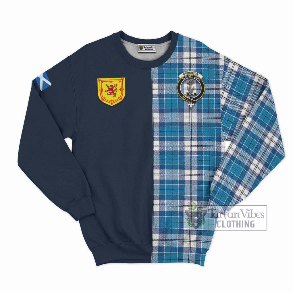 Roberton Tartan Sweatshirt Alba with Scottish Lion Royal Arm Half Style Unisex - Tartan Vibes Clothing