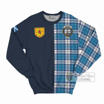 Roberton Tartan Sweatshirt Alba with Scottish Lion Royal Arm Half Style Unisex - Tartan Vibes Clothing