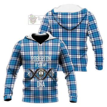 Roberton Tartan Knitted Hoodie with Family Crest DNA In Me Style Unisex Knitted Pullover Hoodie - Tartan Vibes Clothing