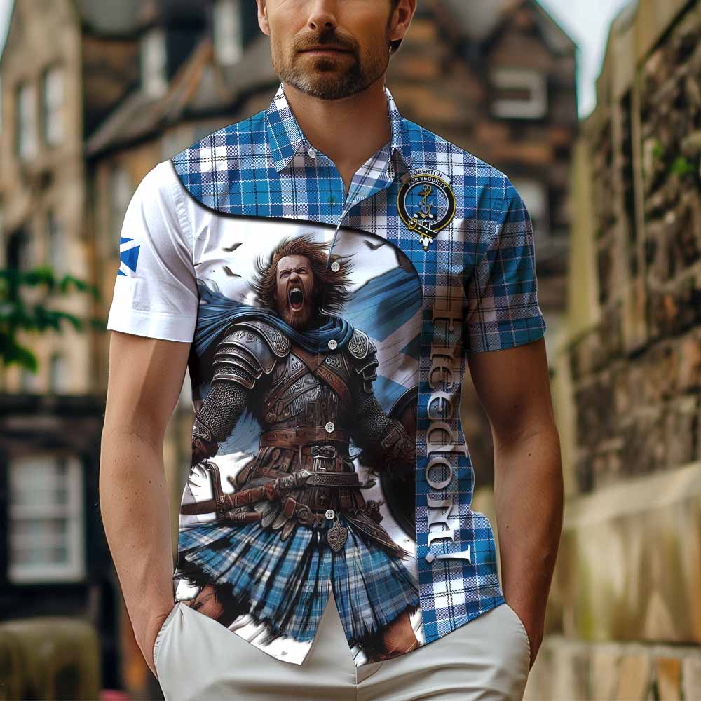 Roberton Crest Tartan Hawaiian Shirt Inspired by the Freedom of Scottish Warrior Kid - Tartan Vibes Clothing