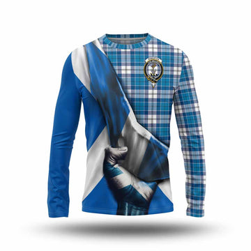 Roberton Tartan Long Sleeve T-Shirt with Family Crest Scotland Patriotic Style Unisex - Tartan Vibes Clothing