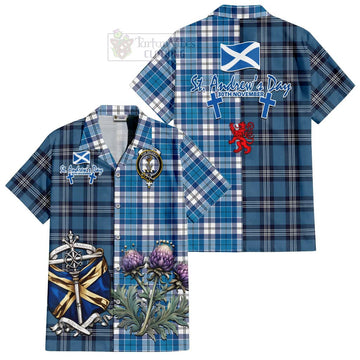 Roberton Tartan Hawaiian Shirt Happy St. Andrew's Day Half Tartan Style Kid - Tartan Vibes Clothing